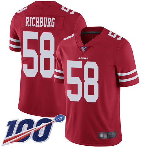 San Francisco 49ers Limited Red Men Weston Richburg Home NFL Jersey 58 100th Season Vapor Untouchable
